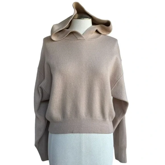 Onzie Women's Hoodie Top S/M Sand Beige Crop Long Sleeve Casual Comfy Loungewear - Picture 1 of 7